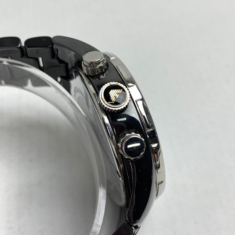 【中古品】【メンズ】 EMPORIO ARMANI エンポリオ アルマーニ AR-1421 クォーツ時計 カラーBLACK コマ、ケース付属 時計 197-260714-ky-19-fuzh 万代Net店
