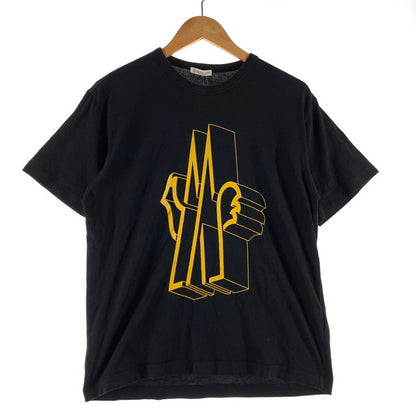 【中古品】【メンズ】 MONCLER モンクレール C-SCOM-19-4 Tシャツ 黄色ロゴ 141-260723-ny-20-fuzh サイズ：S カラー：ブラック 万代Net店