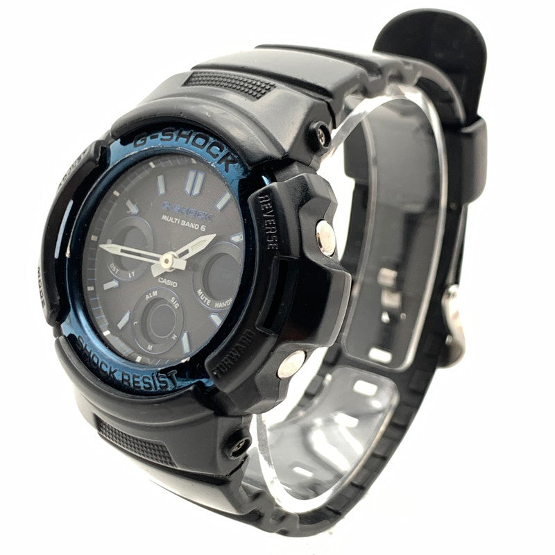 【中古品】【メンズ】 G-SHOCK ジーショック AWG-M100A-1AJF MULTIBAND 6 アナログ×デジタル タフソーラー 腕時計 BLACK.BLUE 本体のみ ※キズ有 時計 196-260715-io-09-fuzh 万代Net店