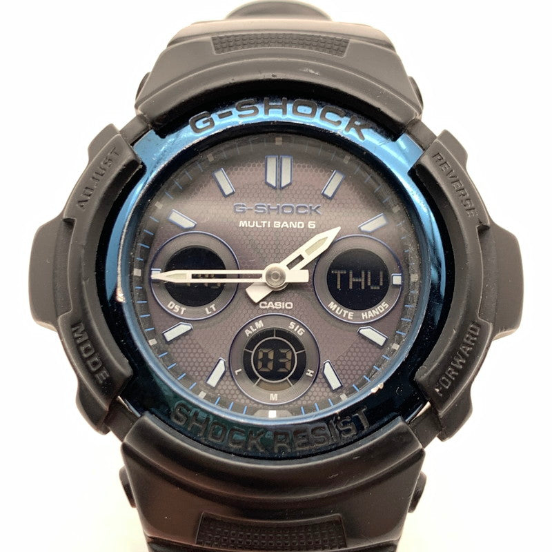 【中古品】【メンズ】 G-SHOCK ジーショック AWG-M100A-1AJF MULTIBAND 6 アナログ×デジタル タフソーラー 腕時計 BLACK.BLUE 本体のみ ※キズ有 時計 196-260715-io-09-fuzh 万代Net店