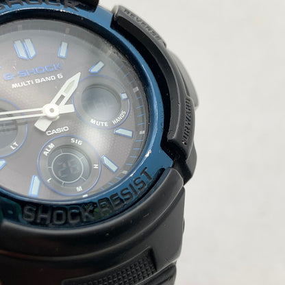 【中古品】【メンズ】 G-SHOCK ジーショック AWG-M100A-1AJF MULTIBAND 6 アナログ×デジタル タフソーラー 腕時計 BLACK.BLUE 本体のみ ※キズ有 時計 196-260715-io-09-fuzh 万代Net店