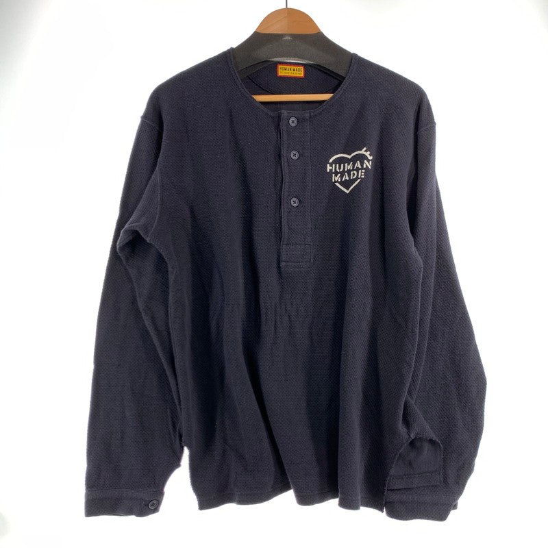 【中古品】【メンズ】 HUMAN MADE ヒューマンメイド HM30CS009 25AW HENLEYNECK ヘンリーネック LS TEE ロングTシャツ NAVY SIZE:M ※使用感有 142-260719-io-05-fuzh 万代Net店