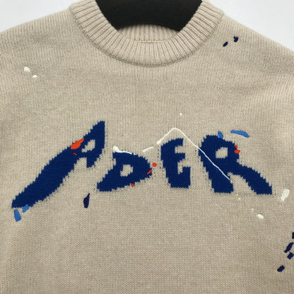 【中古品】【メンズ】 ADER ERROR アーダーエラー BKAFWLK07OT2 21AW LOGO SWEATER ロゴ セーター BEIGE SIZE:A2 ※細かい毛の付着あり 141-260717-io-24-fuzh 万代Net店