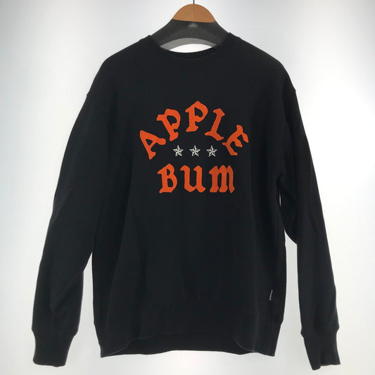 【中古品】【メンズ】 APPLEBUM アップルバム "3 STARS" CREW SWEAT クルーネック スウェット トレーナー BLACK SIZE:L ※一部プリントの端剥がれ 142-260717-io-28-fuzh 万代Net店