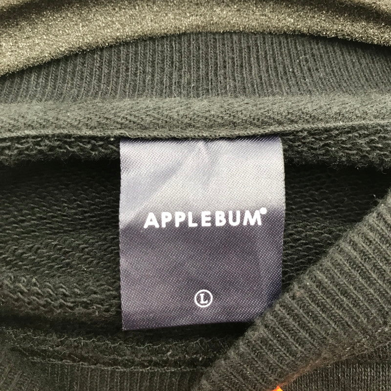 【中古品】【メンズ】 APPLEBUM アップルバム "3 STARS" CREW SWEAT クルーネック スウェット トレーナー BLACK SIZE:L ※一部プリントの端剥がれ 142-260717-io-28-fuzh 万代Net店