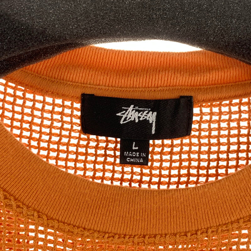 【中古品】【メンズ】 STUSSY 1140291 COTTON MESH SS CREW ステューシー コットンメッシュ 半袖Tシャツ ブランド 古着 142-260726-gm-07-fuzh サイズ：L カラー：オレンジ 万代Net店