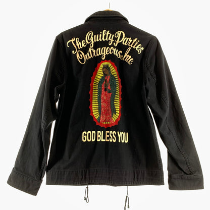 【中古品】【メンズ】 WACKO MARIA ワコマリア PRINT JACKET プリント ジャケット 上着 BLACK SIZE:M ※ジップ下部分にほつれあり 140-260729-mh-23-fuzh サイズ：M カラー：ブラック 万代Net店