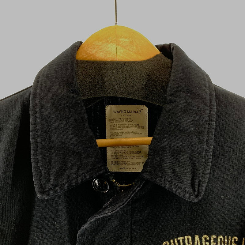 【中古品】【メンズ】 WACKO MARIA ワコマリア PRINT JACKET プリント ジャケット 上着 BLACK SIZE:M ※ジップ下部分にほつれあり 140-260729-mh-23-fuzh サイズ：M カラー：ブラック 万代Net店