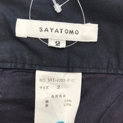 【中古品】【メンズ】 SAYATOMO サヤトモ SYT-17SS-P SLACKS スラックス ボトムス 古着 151-260729-mh-06-fuzh サイズ：2 カラー：ネイビー 万代Net店