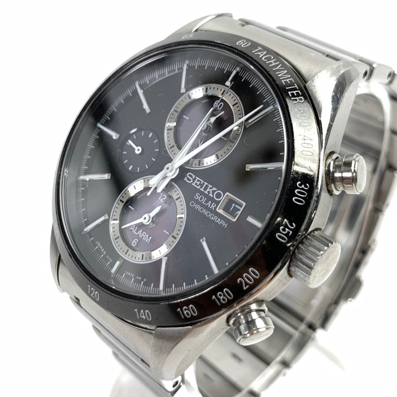 【中古品】【メンズ】 SEIKO セイコー V172-2AP0 ソーラー クロノグラフ 腕時計 SILVER.BLACK 本体のみ ※キズ有 時計 197-260717-io-18-fuzh 万代Net店