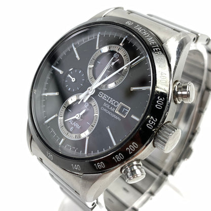【中古品】【メンズ】 SEIKO セイコー V172-2AP0 ソーラー クロノグラフ 腕時計 SILVER.BLACK 本体のみ ※キズ有 時計 197-260717-io-18-fuzh 万代Net店