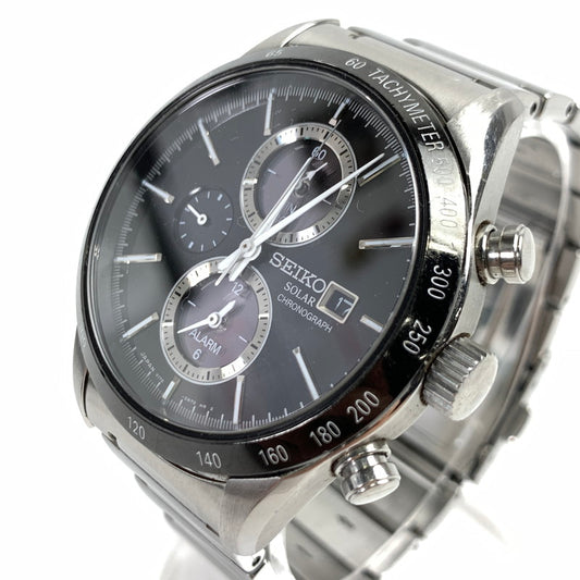 【中古品】【メンズ】 SEIKO セイコー V172-2AP0 ソーラー クロノグラフ 腕時計 SILVER.BLACK 本体のみ ※キズ有 時計 197-260717-io-18-fuzh 万代Net店