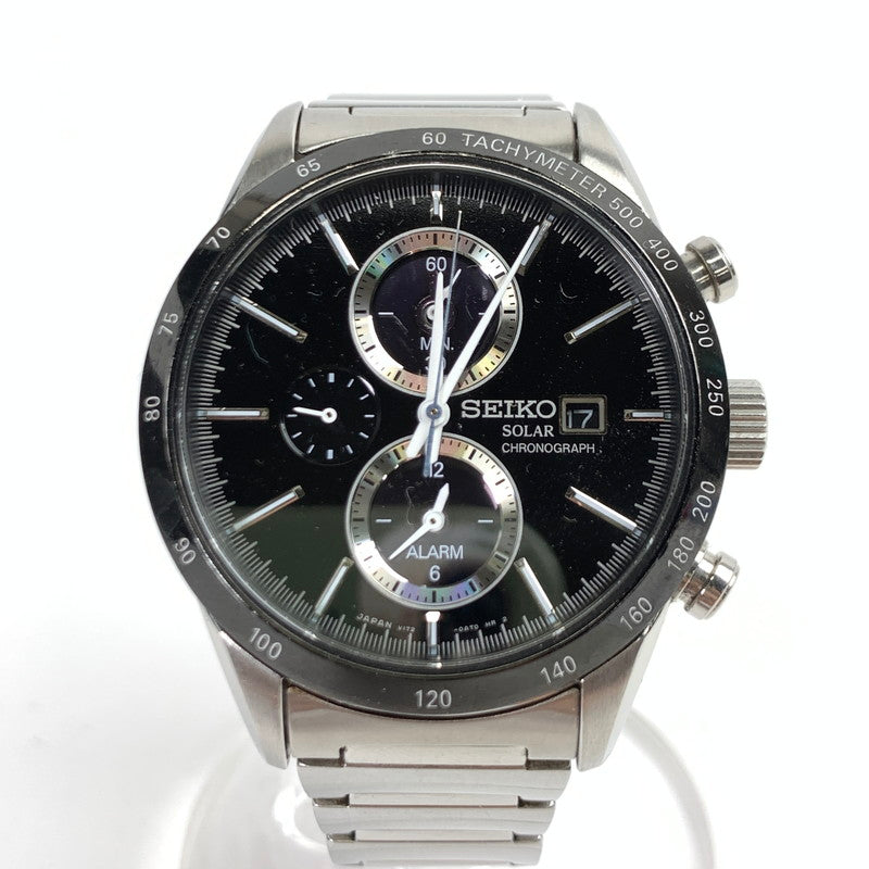 【中古品】【メンズ】 SEIKO セイコー V172-2AP0 ソーラー クロノグラフ 腕時計 SILVER.BLACK 本体のみ ※キズ有 時計 197-260717-io-18-fuzh 万代Net店