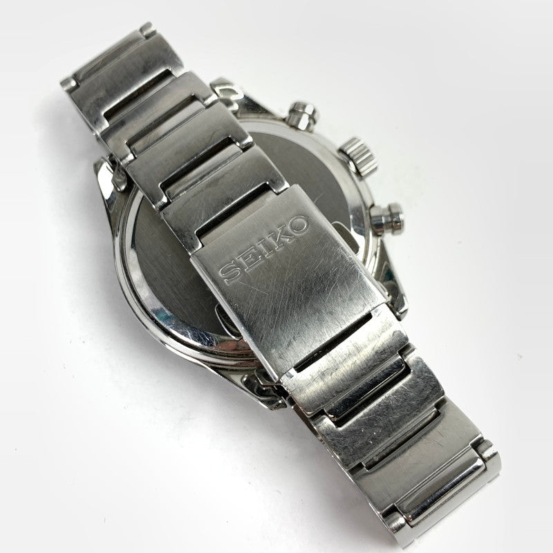 【中古品】【メンズ】 SEIKO セイコー V172-2AP0 ソーラー クロノグラフ 腕時計 SILVER.BLACK 本体のみ ※キズ有 時計 197-260717-io-18-fuzh 万代Net店