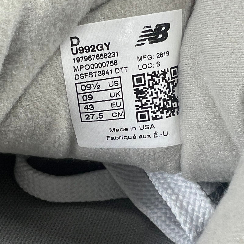 【中古美品】【メンズ】 NEW BALANCE ニューバランス U992GY 992 "GRAY" (2025 2026) GRAY SIZE:27.5cm 箱有 スニーカー 靴 162-260719-io-13-fuzh 万代Net店