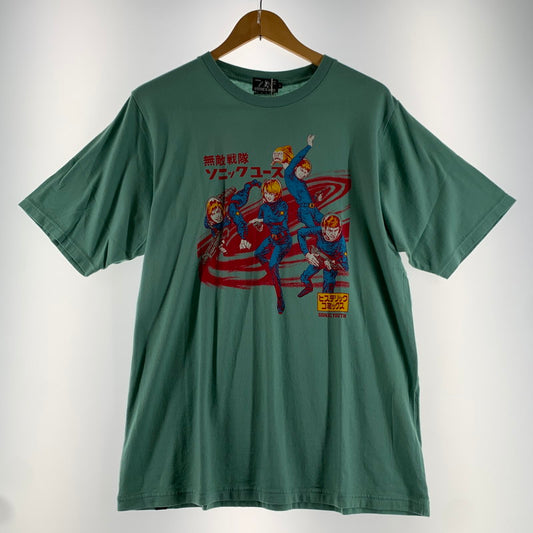 【中古美品】【メンズ】 HYSTERIC GLAMOUR ヒステリック グラマー トップス 半袖 Tシャツ 無敵戦隊 タグ付 古着 140-260729-mh-22-fuzh サイズ：L カラー：ミントグリーン 万代Net店