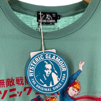 【中古美品】【メンズ】 HYSTERIC GLAMOUR ヒステリック グラマー トップス 半袖 Tシャツ 無敵戦隊 タグ付 古着 140-260729-mh-22-fuzh サイズ：L カラー：ミントグリーン 万代Net店
