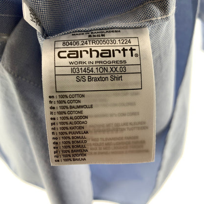 【中古美品】【メンズ】 CARHARTT カーハート I031454 WIP BRAXTON SS SHIRT ブラクストン シャツ タグ付 145-260723-ny-01-fuzh サイズ：XL カラー：ライトブルー 万代Net店