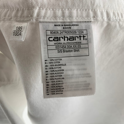 【中古美品】【メンズ】 CARHARTT カーハート I031454-25S WIP BRAXTON SS SHIRT ブラクストン シャツ タグ付 145-260723-ny-02-fuzh サイズ：XL カラー：ホワイト 万代Net店