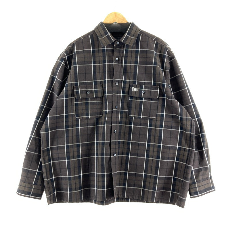 【中古品】【メンズ】 NEW ERA ニューエラ 長袖シャツ カラーBROWN.チェック柄 SIZE:XXL BLACK LABEL 142-260724-ky-01-fuzh 万代Net店