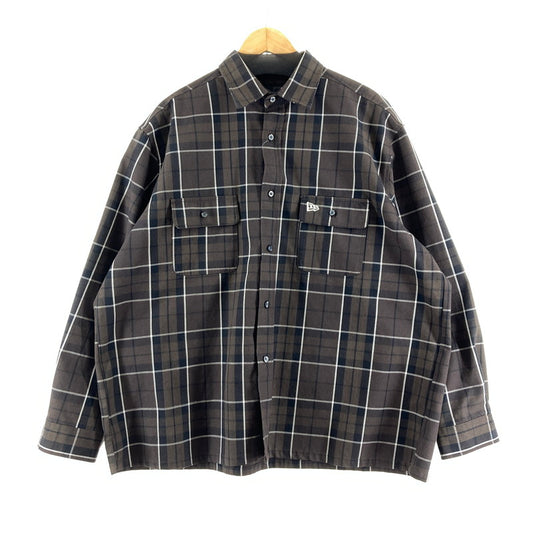 【中古品】【メンズ】 NEW ERA ニューエラ 長袖シャツ カラーBROWN.チェック柄 SIZE:XXL BLACK LABEL 142-260724-ky-01-fuzh 万代Net店