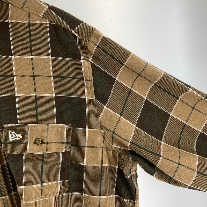【中古品】【メンズ】 NEW ERA ニューエラ 長袖シャツ カラーBEIGE チェック柄 SIZE:XXL BLACK LABEL 142-260724-ky-02-fuzh 万代Net店