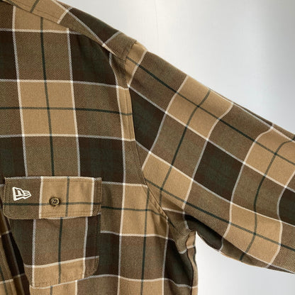 【中古品】【メンズ】 NEW ERA ニューエラ 長袖シャツ カラーBEIGE チェック柄 SIZE:XXL BLACK LABEL 142-260724-ky-02-fuzh 万代Net店