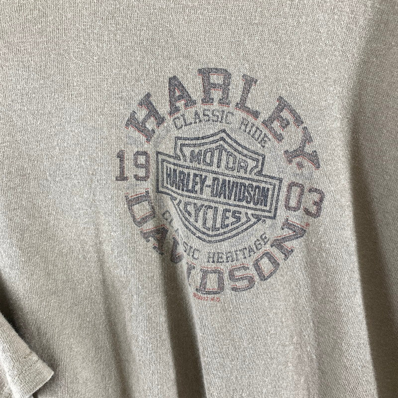 【中古品】【メンズ】 HARLEY－DAVIDSON ハーレーダビッドソン 半袖Tシャツ カラーBEIGE SIZE:XL 145-260724-ky-05-fuzh 万代Net店