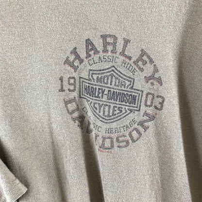 【中古品】【メンズ】 HARLEY－DAVIDSON ハーレーダビッドソン 半袖Tシャツ カラーBEIGE SIZE:XL 145-260724-ky-05-fuzh 万代Net店