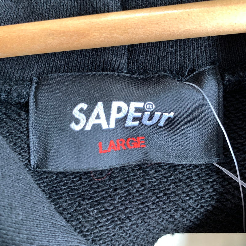 【中古品】【メンズ】 SAPEUR サプール PURPLE LEOPARD パープル レオパード HEAD HOODIE ヘッド フーディー 142-260723-ny-11-fuzh サイズ：L カラー：ブラック 万代Net店