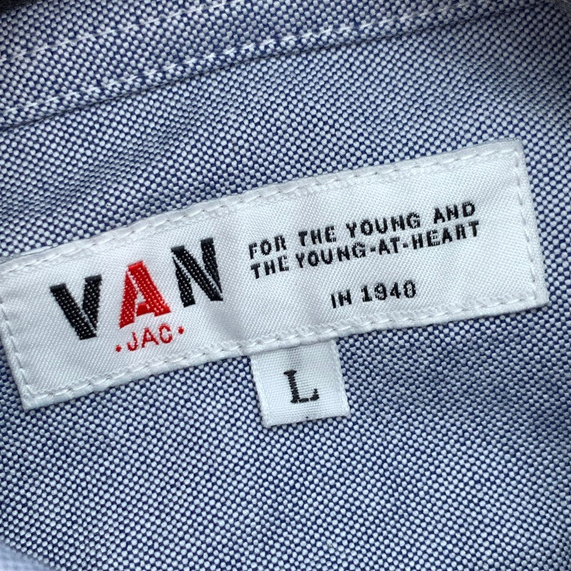 【中古品】【メンズ】 VAN JAC ヴァン 長袖シャツ オックスフォード ハーフボタン トップス ブランド 古着 142-260726-gm-21-fuzh サイズ：L カラー：ブルー 万代Net店