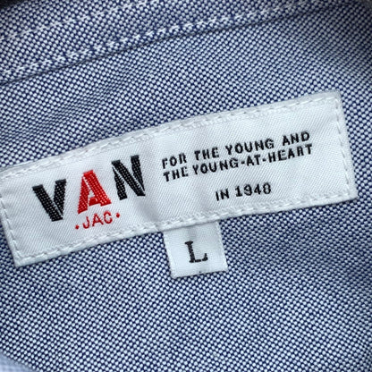 【中古品】【メンズ】 VAN JAC ヴァン 長袖シャツ オックスフォード ハーフボタン トップス ブランド 古着 142-260726-gm-21-fuzh サイズ：L カラー：ブルー 万代Net店