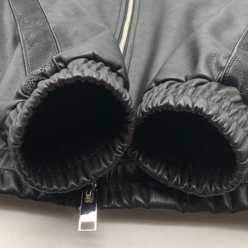 【中古品】【メンズ】 LAST NEST FAKE LEATHER ZIP JACKET ラストネスト フェイクレザージップアップジャケット アウター ブランド 古着 140-260726-gm-38-fuzh サイズ：L カラー：ブラック 万代Net店