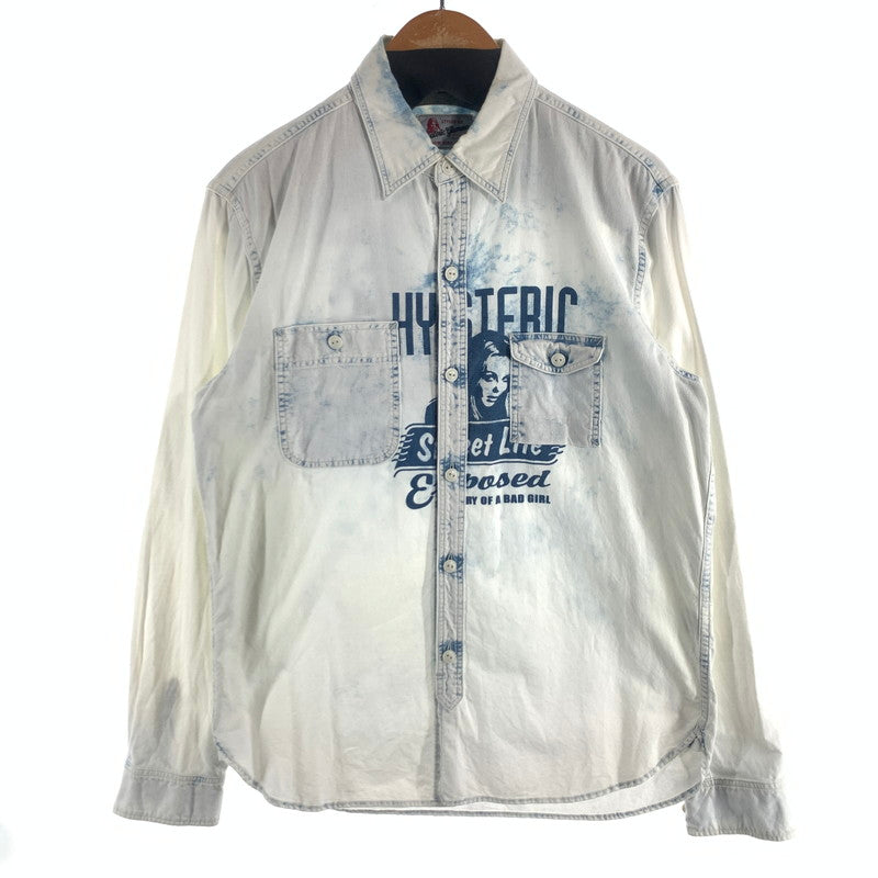 【中古品】【メンズ】 HYSTERIC GLAMOUR ヒステリックグラマー デニム調ダンガリーシャツ 長袖シャツ トップス ブランド 古着 140-260726-gm-26-fuzh サイズ：L カラー：インディゴ 万代Net店