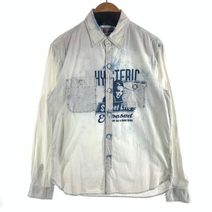 【中古品】【メンズ】 HYSTERIC GLAMOUR ヒステリックグラマー デニム調ダンガリーシャツ 長袖シャツ トップス ブランド 古着 140-260726-gm-26-fuzh サイズ：L カラー：インディゴ 万代Net店