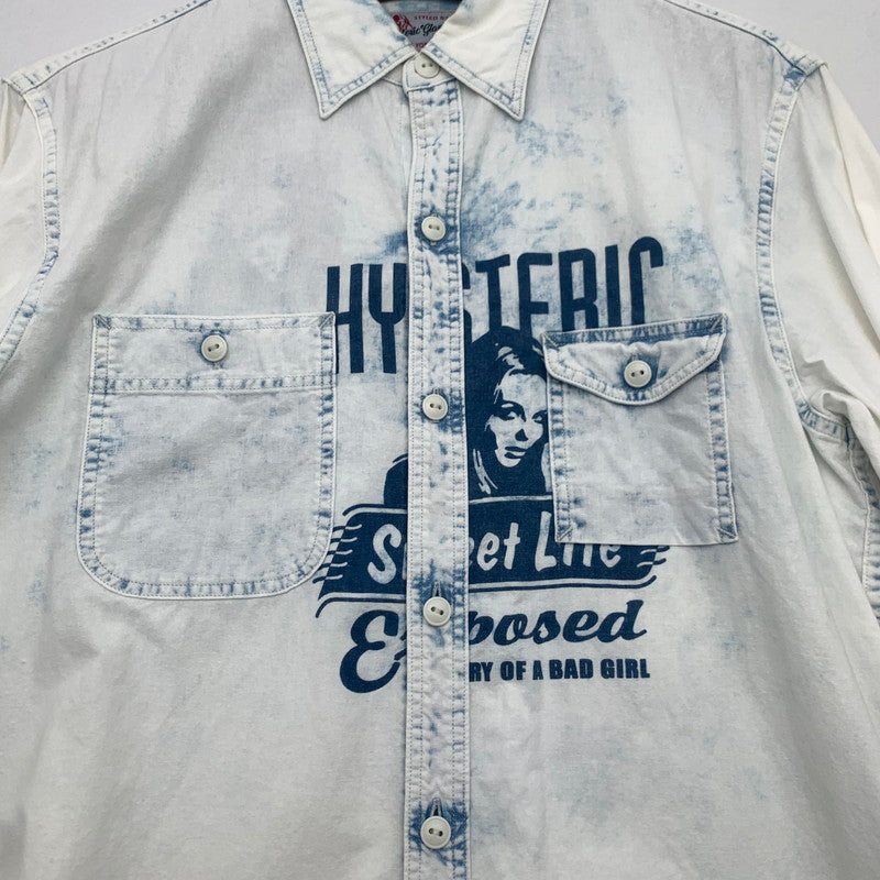 【中古品】【メンズ】 HYSTERIC GLAMOUR ヒステリックグラマー デニム調ダンガリーシャツ 長袖シャツ トップス ブランド 古着 140-260726-gm-26-fuzh サイズ：L カラー：インディゴ 万代Net店