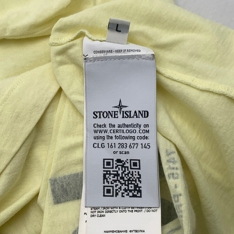 【中古品】【メンズ】 STONE ISLAND 74152NS85 MARBLE THREE SS TEE ストーンアイランド マーブル 半袖Tシャツ カットソー ブランド 古着 141-260726-gm-25-fuzh サイズ：L カラー：イエロー 万代Net店
