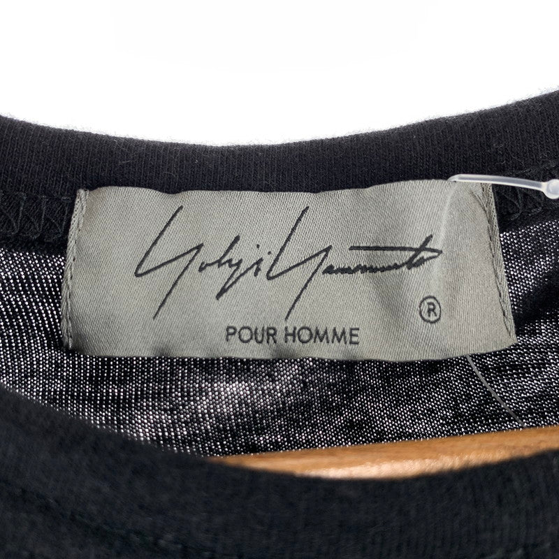 【中古品】【メンズ】 YOHJI YAMAMOTO ヨウジヤマモト POUR HOMME HK-T74-985 SHORT SLEEVE PRINT T-SHIRT 140-260731-ny-01-fuzh サイズ：3 カラー：ブラック 万代Net店