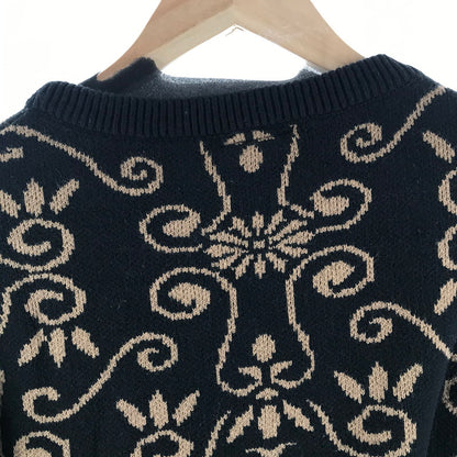 【中古品】【メンズ】 FTC エフティーシー ALLOVER JACQUARD SWEATER 総柄セーター カラーBLACK SIZE:L 142-260727-ky-11-fuzh 万代Net店