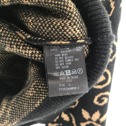【中古品】【メンズ】 FTC エフティーシー ALLOVER JACQUARD SWEATER 総柄セーター カラーBLACK SIZE:L 142-260727-ky-11-fuzh 万代Net店