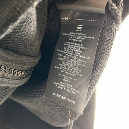 【中古品】【メンズ】 G-STAR RAW ジースター ロゥ LOOSE HOODED ZIP SWEAT フーディー ジップスウェット パーカー BLACK SIZE:M フードロゴ ※汚れ.使用感有 141-260920-io-24-fuzh カラー：ブラック 万代Net店