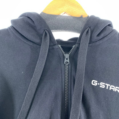 【中古品】【メンズ】 G-STAR RAW ジースター ロゥ LOOSE HOODED ZIP SWEAT フーディー ジップスウェット パーカー BLACK SIZE:M フードロゴ ※汚れ.使用感有 141-260920-io-24-fuzh カラー：ブラック 万代Net店