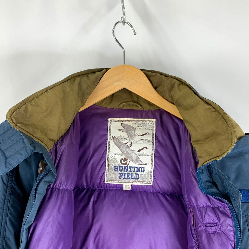 【中古品】【メンズ】 HUNTING FIELD ハンティング フィールド DOWN JACKET ダウンジャケット BLUE.BROWN IN PURPLE SIZE:O ※汚れ有 144-260803-io-05-fuzh カラー：ブルーブラウン 万代Net店