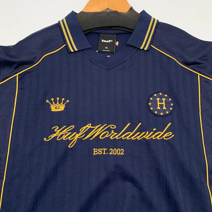 【中古品】【メンズ】 HUF ANTHEM JERSEY ハフ ジャージトップス 半袖Tシャツ カットソー ブランド 古着 142-260808-gm-32-fuzh サイズ：XL カラー：ネイビー 万代Net店