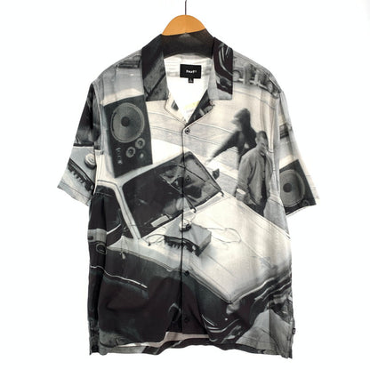 【中古品】【メンズ】 HUF BURNSIDE RESORT SHIRT ハフ 半袖シャツ フォトグラフィック オープンカラー ブランド 古着 142-260808-gm-31-fuzh サイズ：L カラー：グレー 総柄 万代Net店