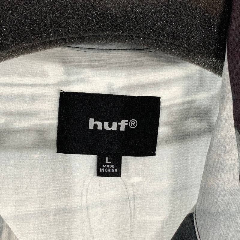 【中古品】【メンズ】 HUF BURNSIDE RESORT SHIRT ハフ 半袖シャツ フォトグラフィック オープンカラー ブランド 古着 142-260808-gm-31-fuzh サイズ：L カラー：グレー 総柄 万代Net店