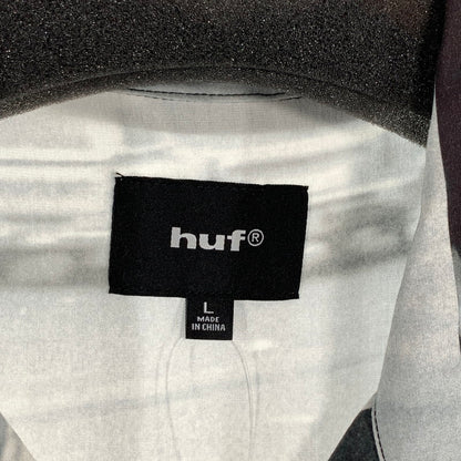 【中古品】【メンズ】 HUF BURNSIDE RESORT SHIRT ハフ 半袖シャツ フォトグラフィック オープンカラー ブランド 古着 142-260808-gm-31-fuzh サイズ：L カラー：グレー 総柄 万代Net店
