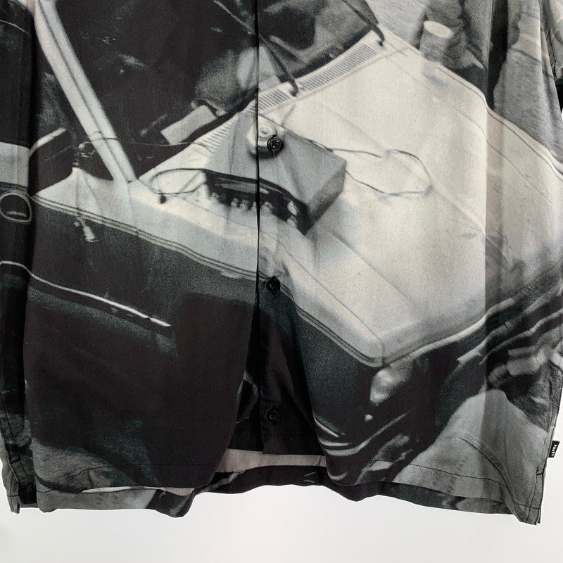 【中古品】【メンズ】 HUF BURNSIDE RESORT SHIRT ハフ 半袖シャツ フォトグラフィック オープンカラー ブランド 古着 142-260808-gm-31-fuzh サイズ：L カラー：グレー 総柄 万代Net店