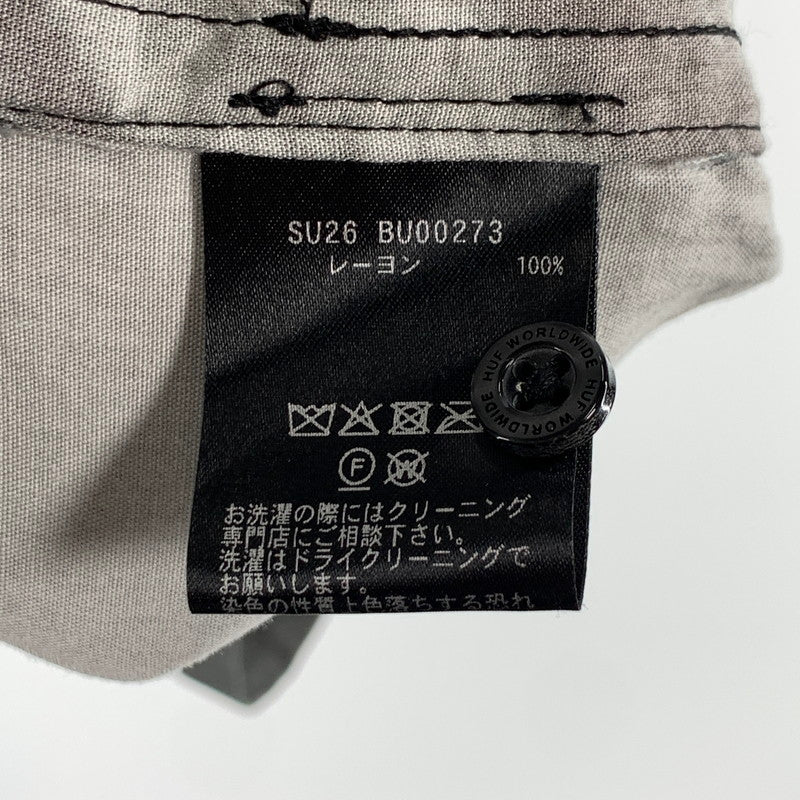 【中古品】【メンズ】 HUF BURNSIDE RESORT SHIRT ハフ 半袖シャツ フォトグラフィック オープンカラー ブランド 古着 142-260808-gm-31-fuzh サイズ：L カラー：グレー 総柄 万代Net店