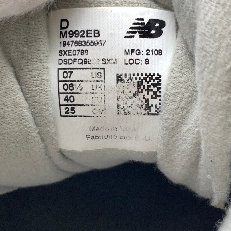 【中古品】【メンズ/レディース】 NEWBALANCE ニューバランス M992EB 箱付属 靴 162-260731-ny-06-fuzh サイズ：25.0㎝ カラー：ブラック 万代Net店